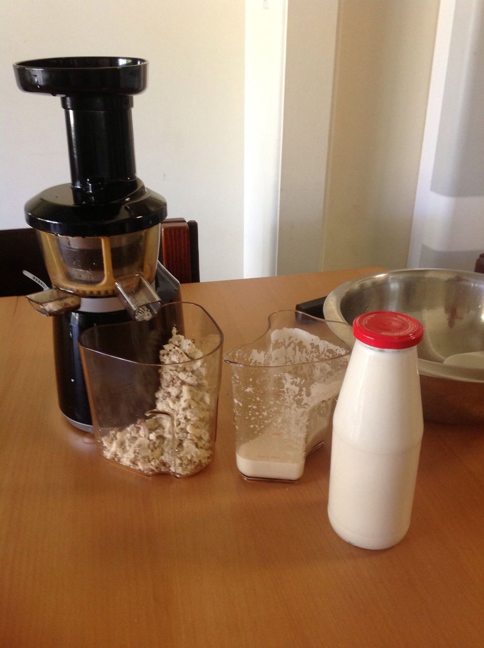 Bottle the almond milk.