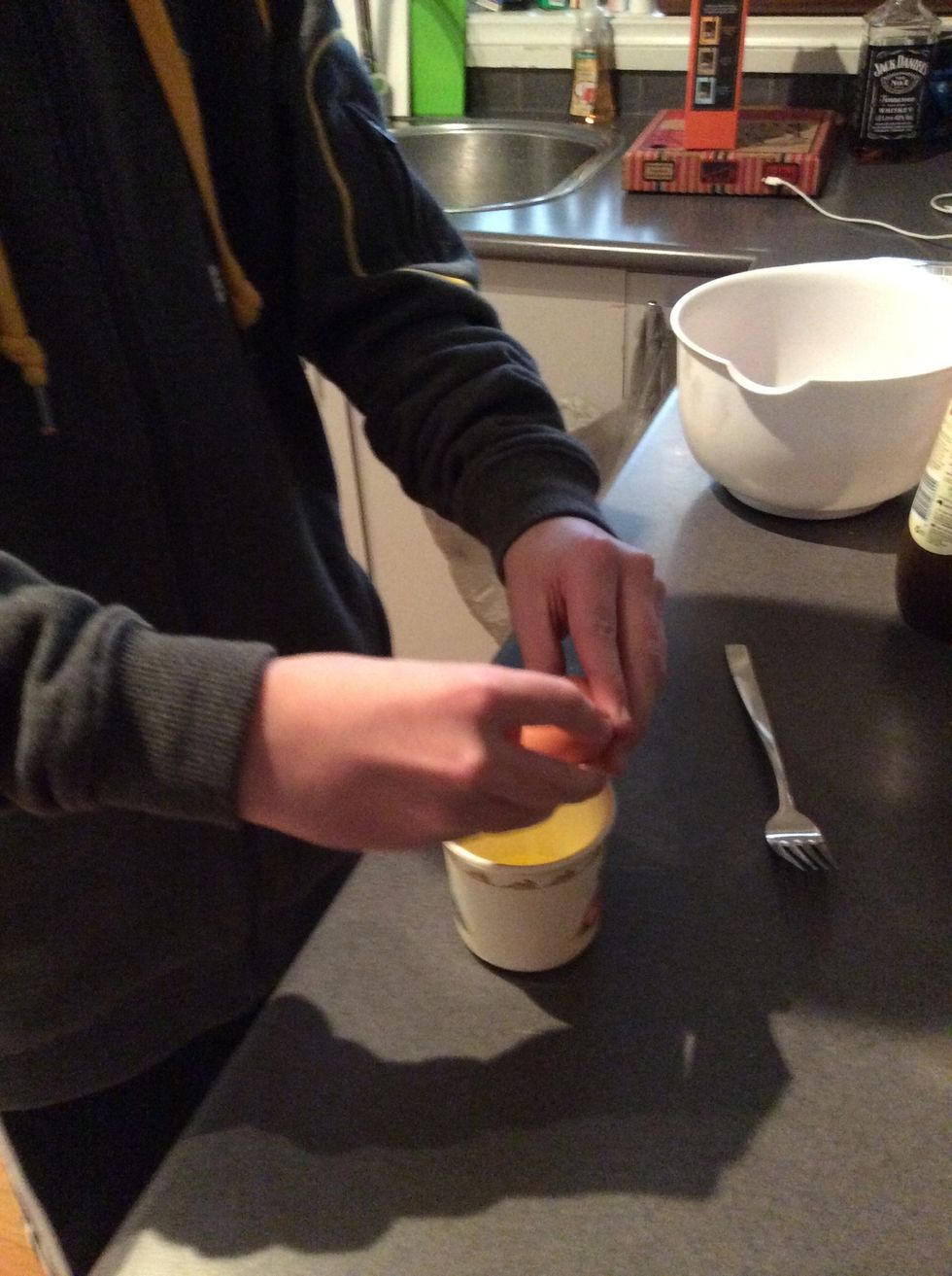 Brake the egg and poor it out