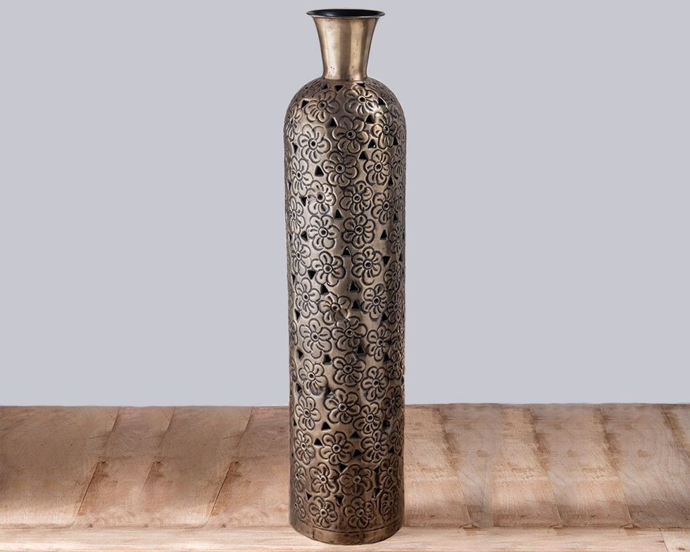 Brass Antique Daisy Patterned Vase, Shop Now:- https://www.maddhome.com/decorative-vases/brass-antique-daisy-patterned-vase.html