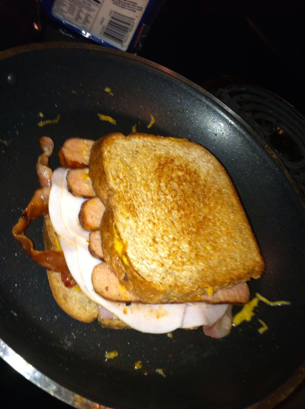 Bread?! Yup bread, now flip your sandwich over and let the other side toast.