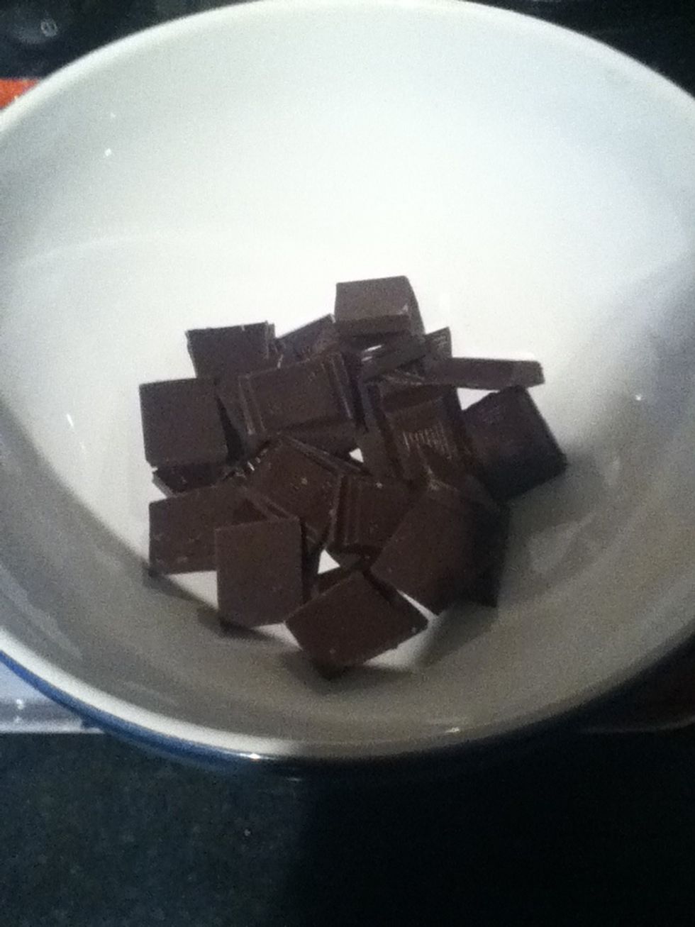 Break 1/2 the dark chocolate into a large bowl