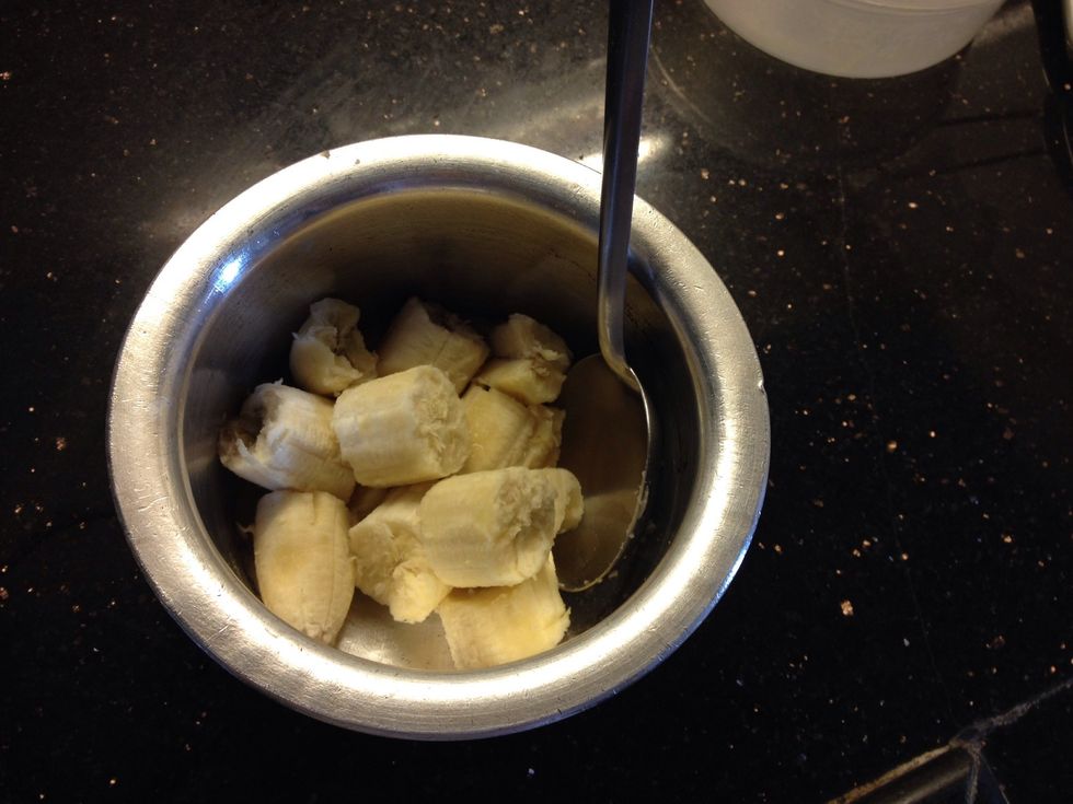 Break em into chunks and toss em in a mixing bowl.