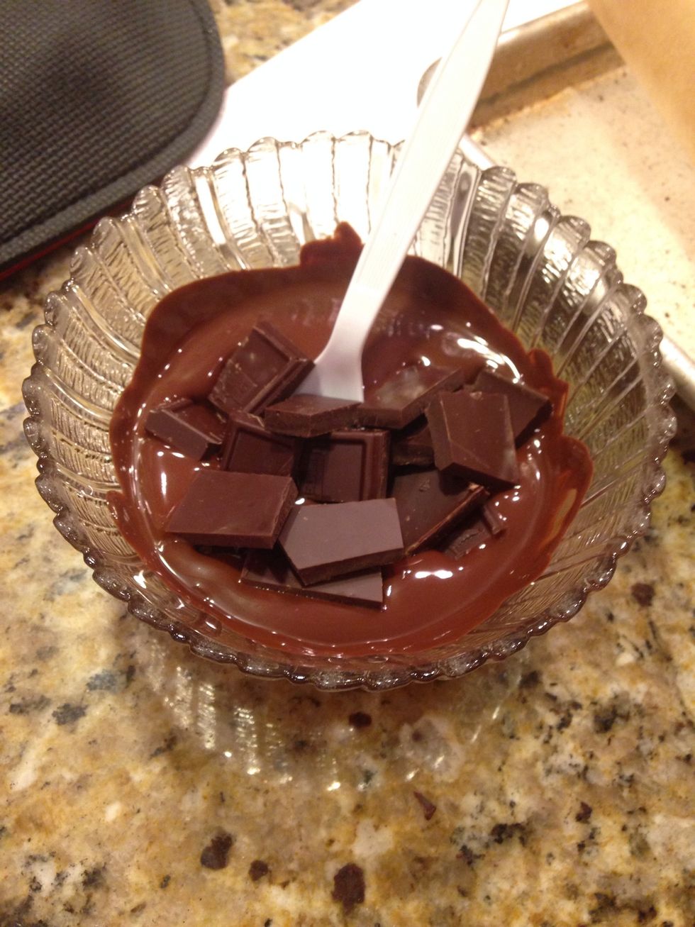 Break HALF of the second bar into pieces and stir in. Microwave for another 30 seconds.