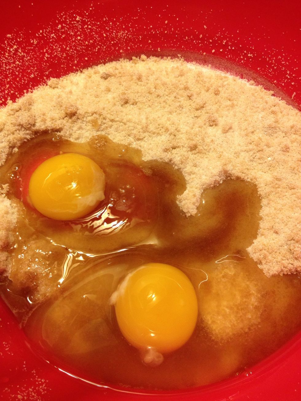 Break in the eggs and mix
