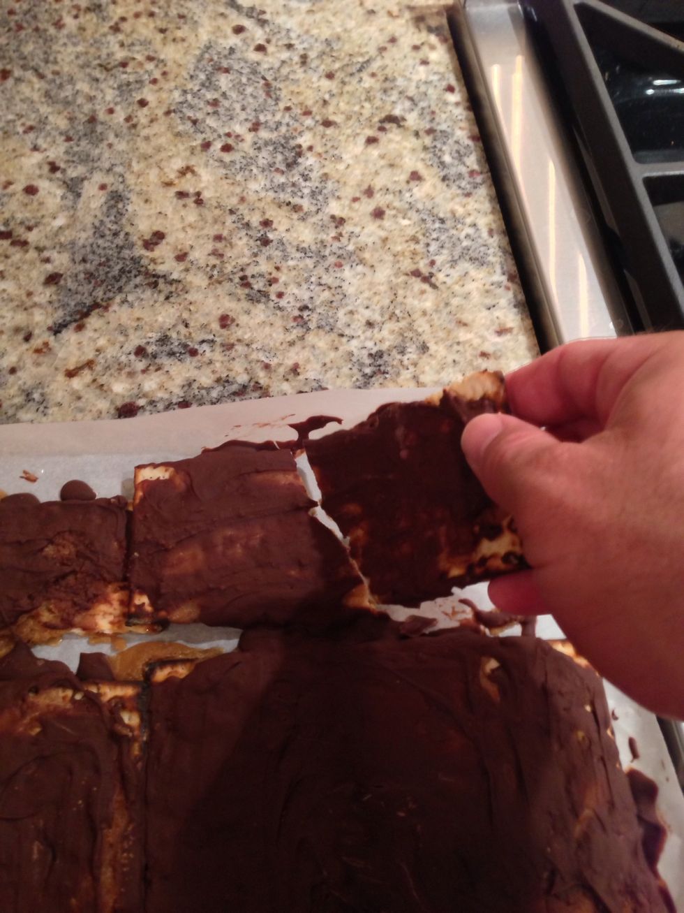 Break it into about 25 pieces or so.