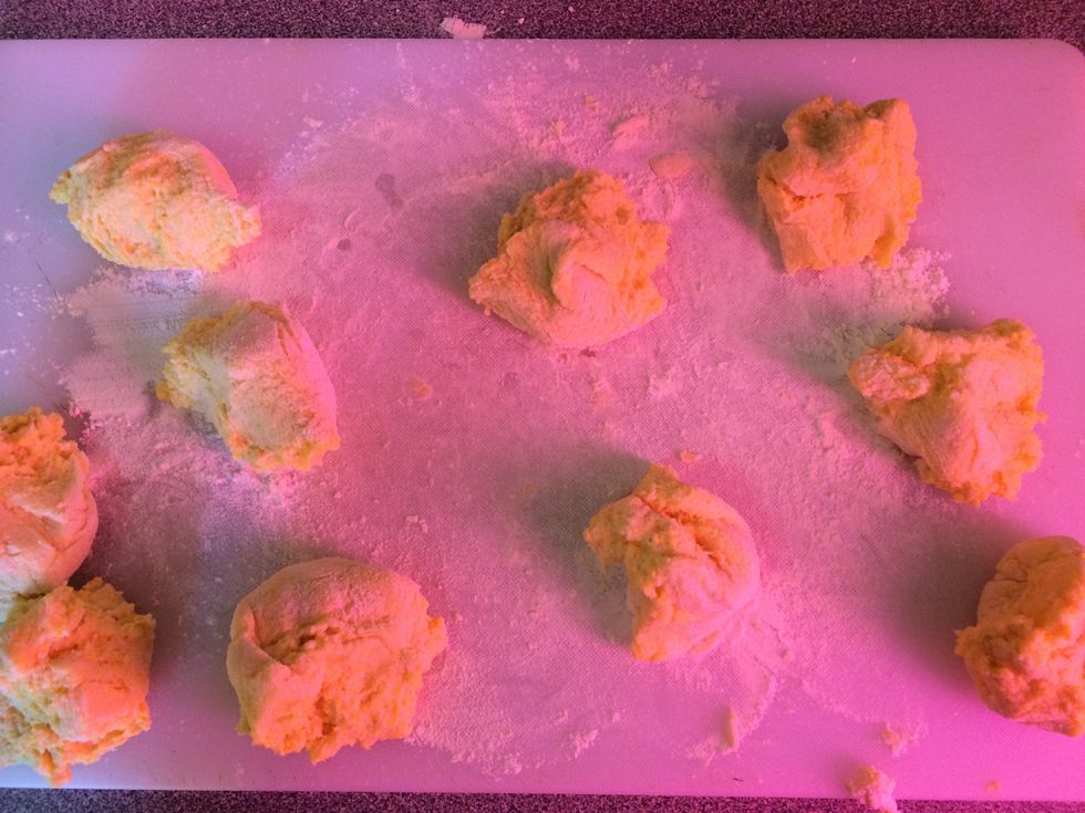 Break the ball into 10 pieces.