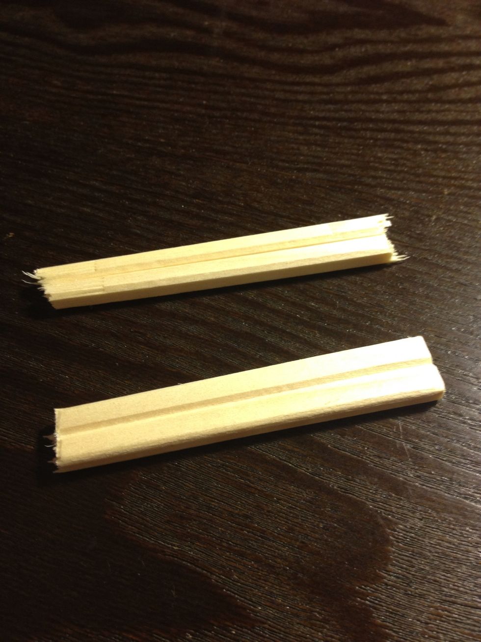 Break the chopsticks down to about 3/4 of the finger's length. If its too long then it will interfere with the mobility of the finger and may cause discomfort.