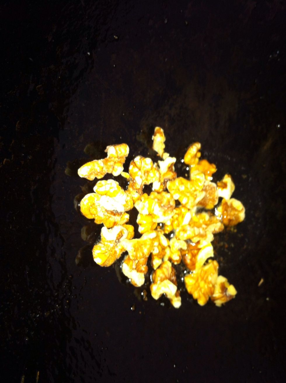 Break the walnuts to small chunks and dry roast it quickly. We are after some color and toasty flavor. Remove and keep aside.