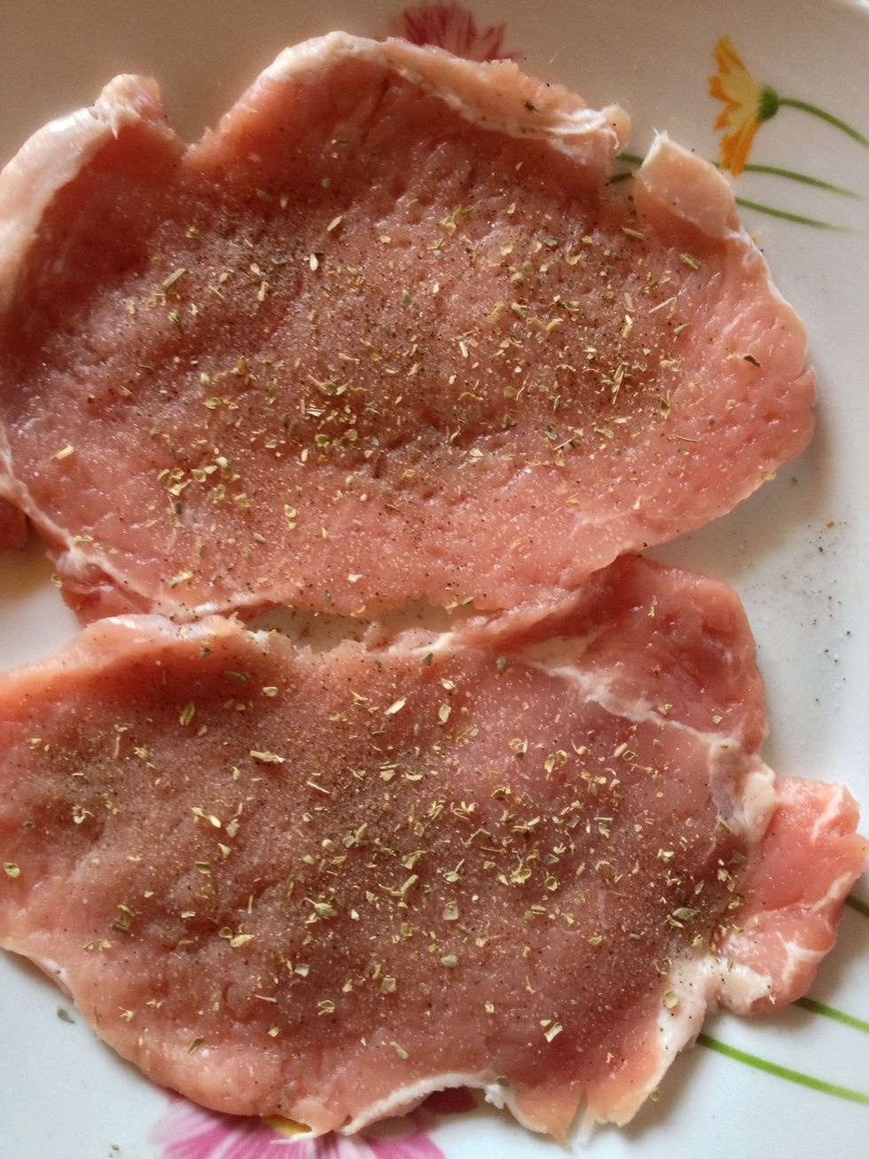 Break up meat and add salt,pepper,oregano