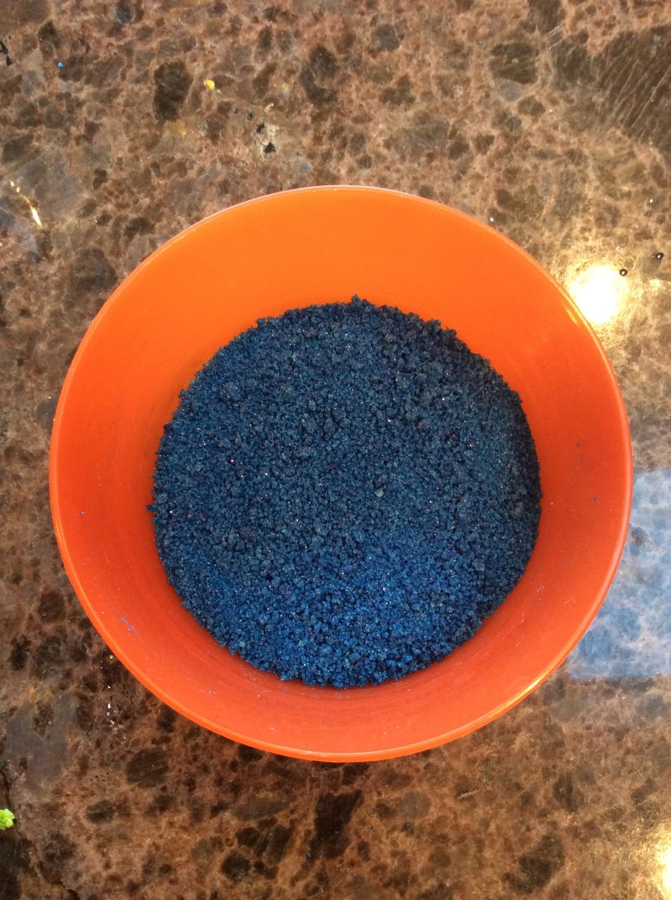 Break up the sugar and put it in a bowl, then ground up the sugar with the back of a spoon so it is a fine substance