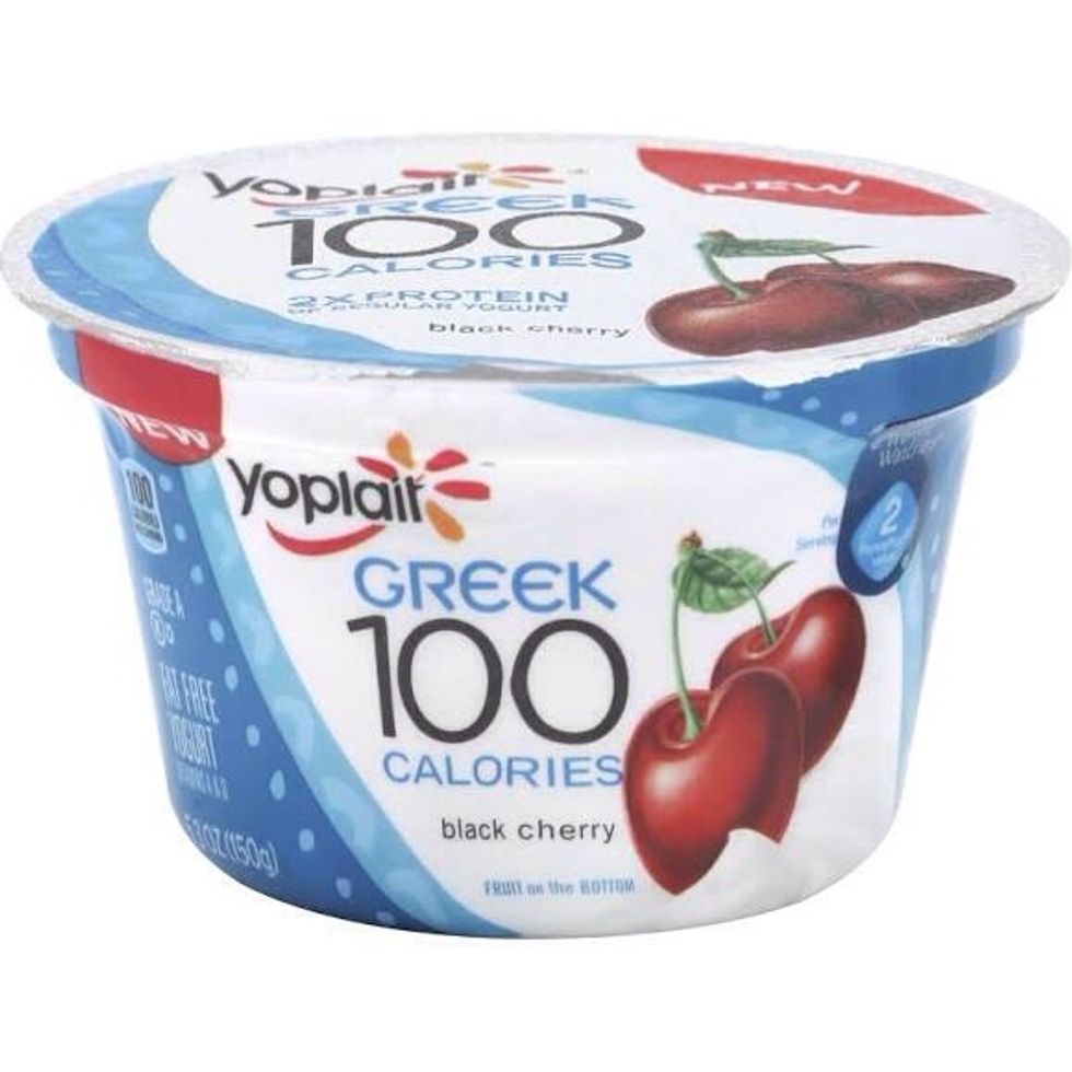 Breakfast, eat one 100 calorie greek yogurt and 1 cup of coffee. Don't add cream in your coffee. This will make it a Roughly 110 calorie for your breakfast.