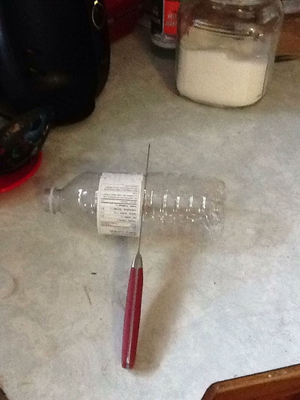 Breaks over, now cut the bottom off the bottle just below the label. Be safe, this can be tricky