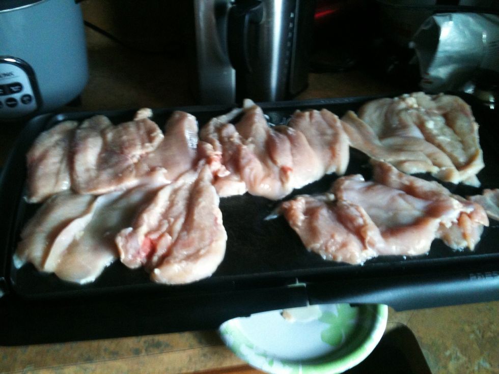 Breasts on the grill please! Because chicken is delicate, you should make it as soon as you will eat it. The dripping is from the lemon-pepper mix. Set your grill to 300\u00b0, give or take.