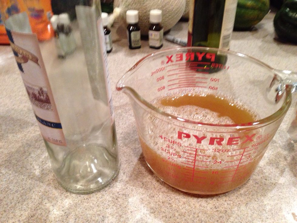 Brew tea for 30 minutes then add olive oil, Castile soap and honey.  Mix.