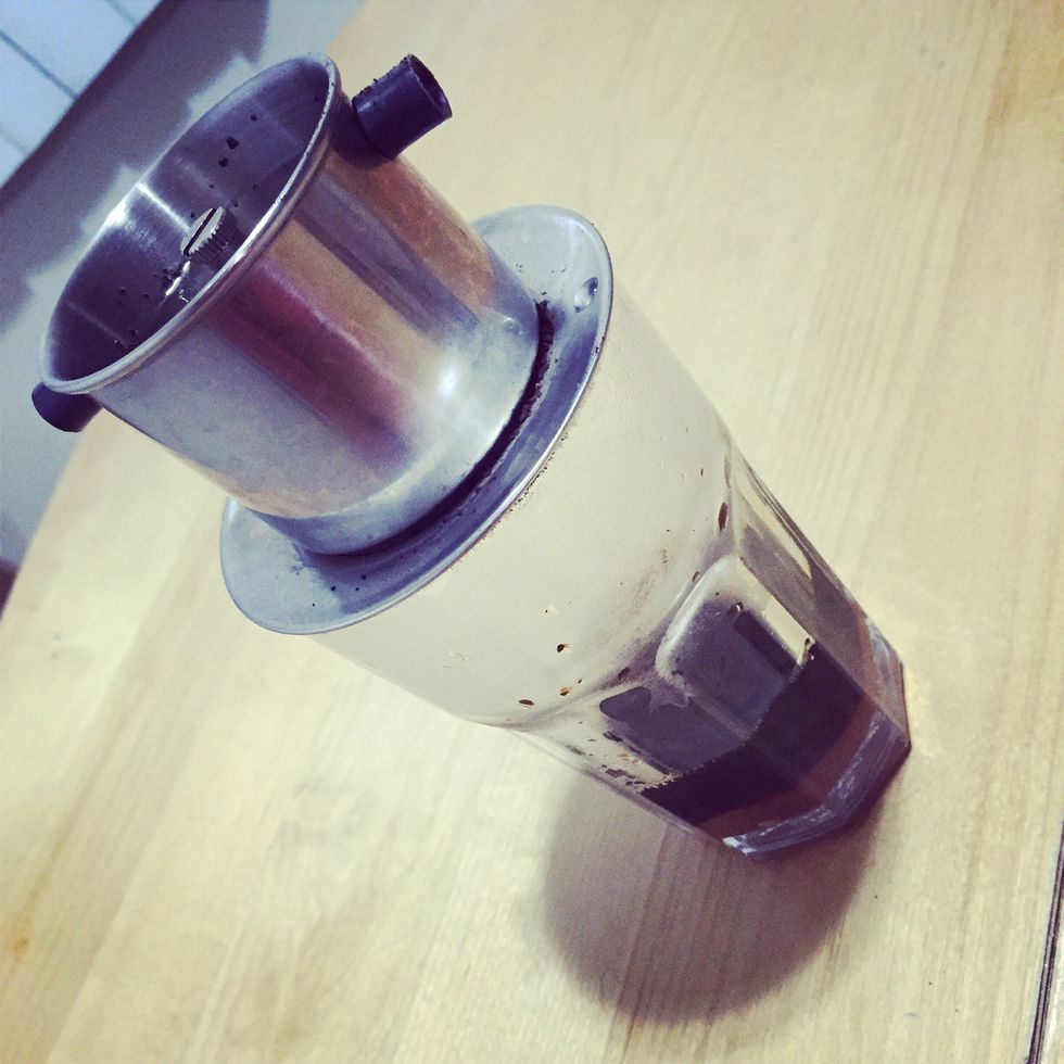 Brewed your coffee, I'm using Vietnamese coffee for this recipe.