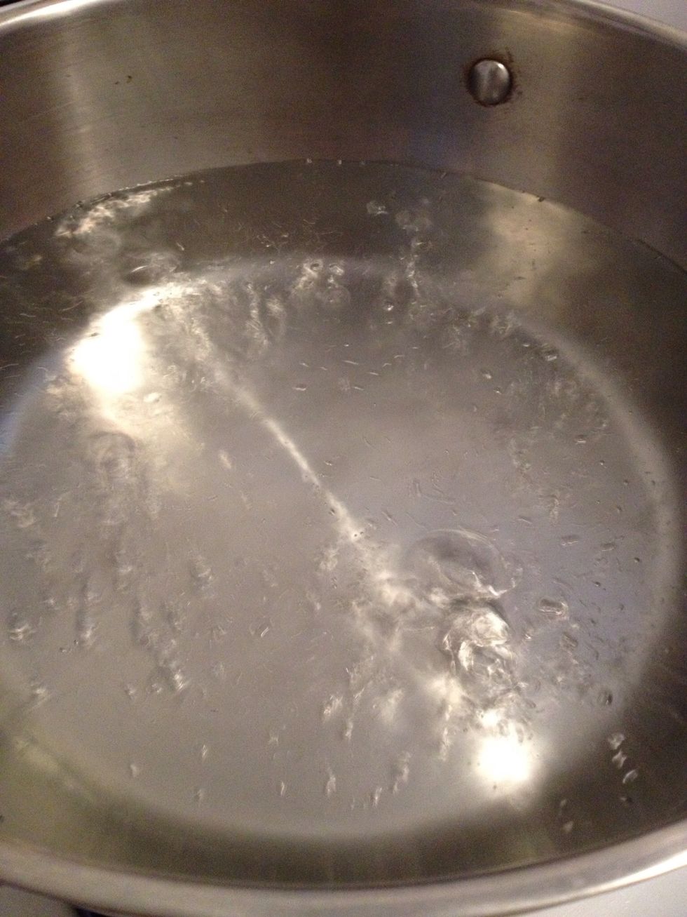 Bring a large pot of water to a boil. Add salt. (I was once told that pasta water should be salty like the sea.) Add pasta and stir occasionally to keep pasta from sticking.