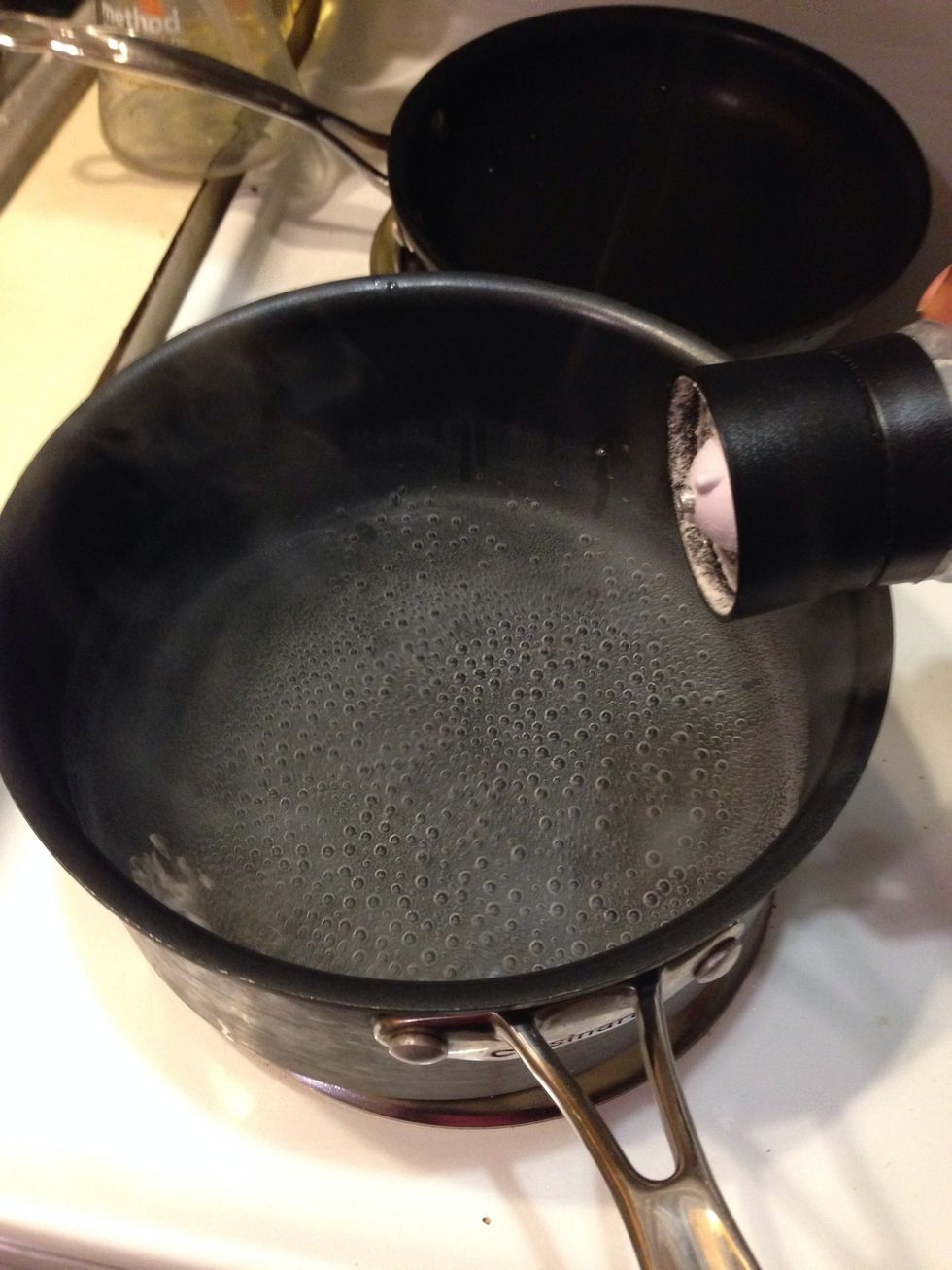 Bring a pot of water to a boil and add salt.