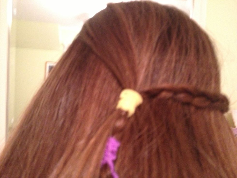 Bring back and tie or bobby pin to other hair