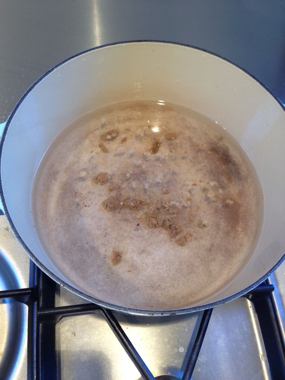 Bring chicken stock to the boil