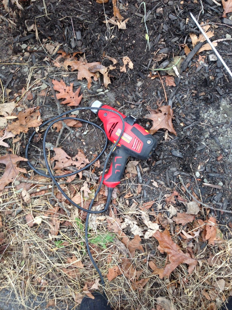 Bring drill outside along with an extension cord.