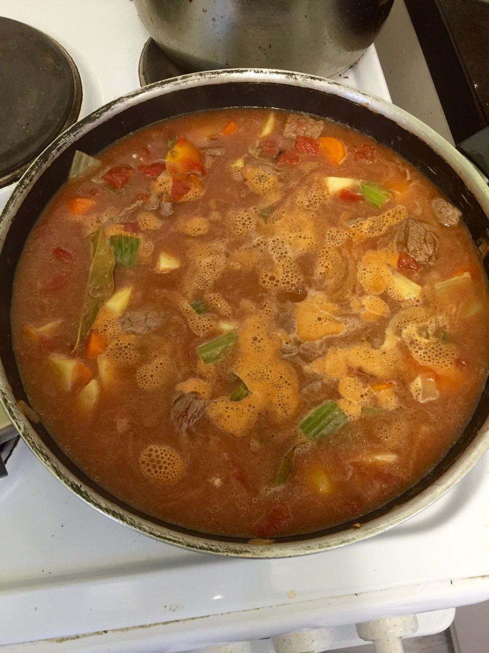 Bring it to boil and cover. Let it simmer for three hours