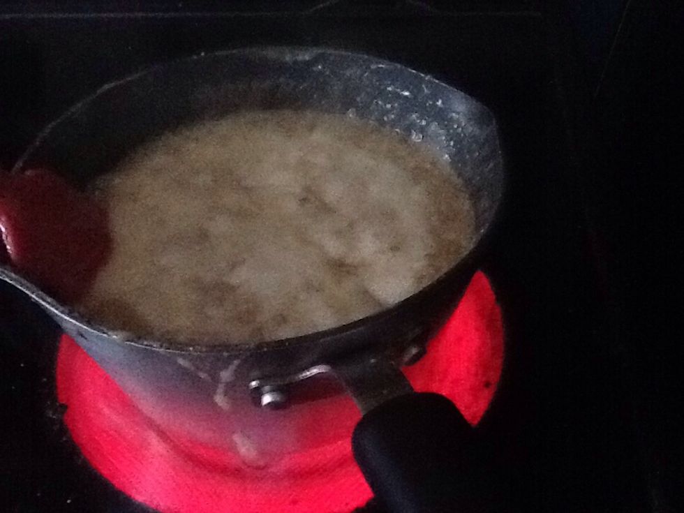 Bring mixture to a boil over medium heat. Don't stir too much before it comes to a boil. Once it starts bubbling stir and keep stirring. Definitely don't stop to take a picture for your snap guide ;)