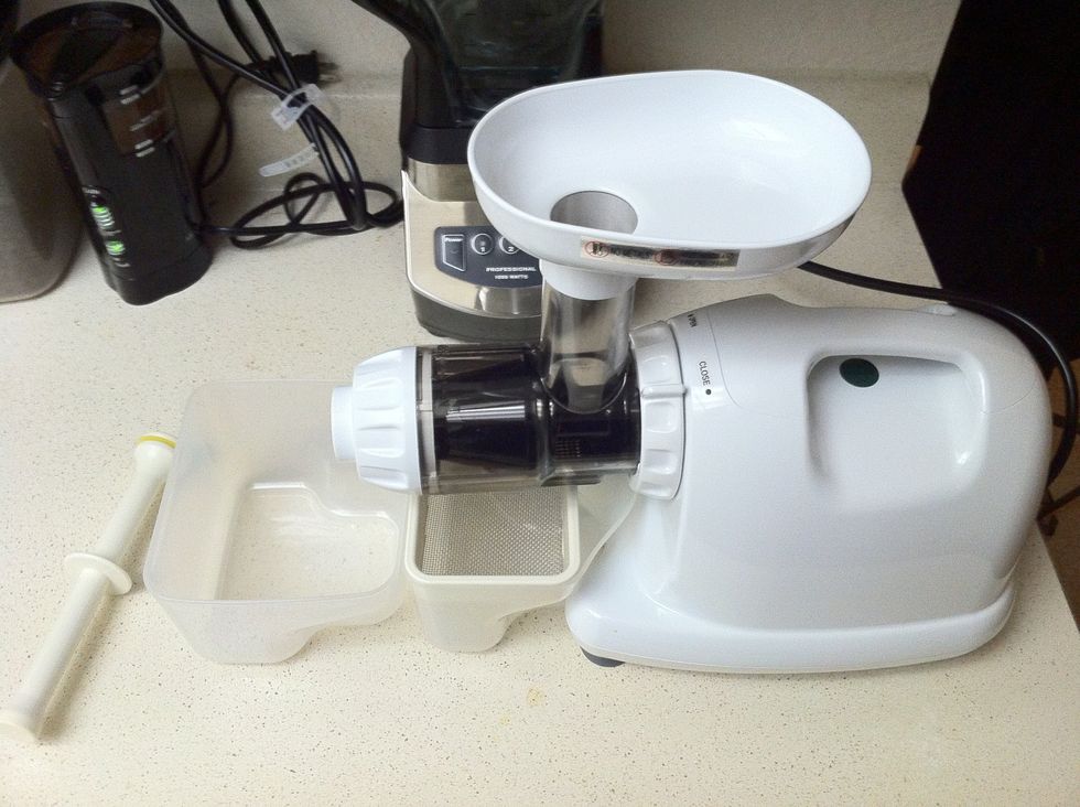 Bring out your juicer and start feeding everything in. I like to stagger harder ingredients (apple, cucumber etc.) with softer ingredients (kale, spinach etc).