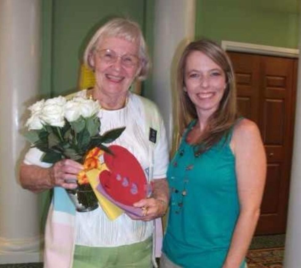 Bring roses and homemade cards for a stranger in a nursing home. We did this RAK in honor of my children's great grandmother who turned 80, but lives too far away to visit.