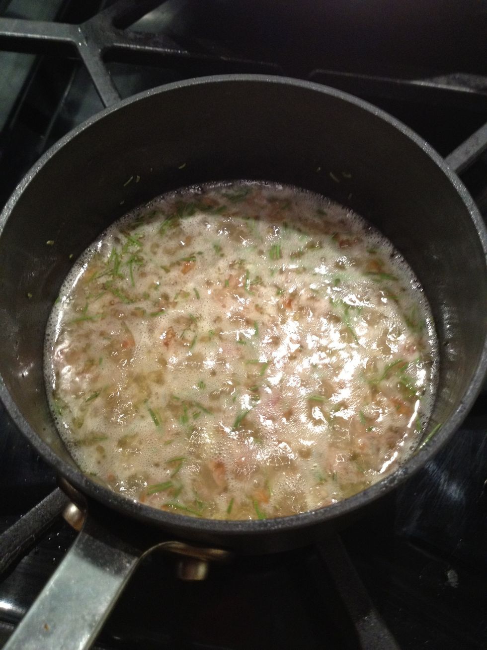 Bring sauce back to simmer. Sauce needs to coagulate.