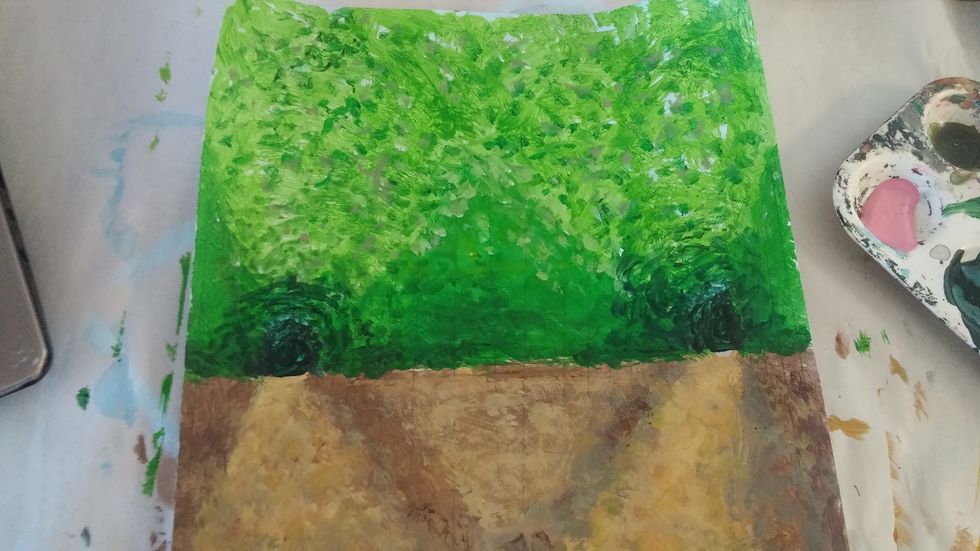 bring that color around the opening, kind of creating a semi-circle around the opening. This looks like the trees are surrounding the opening