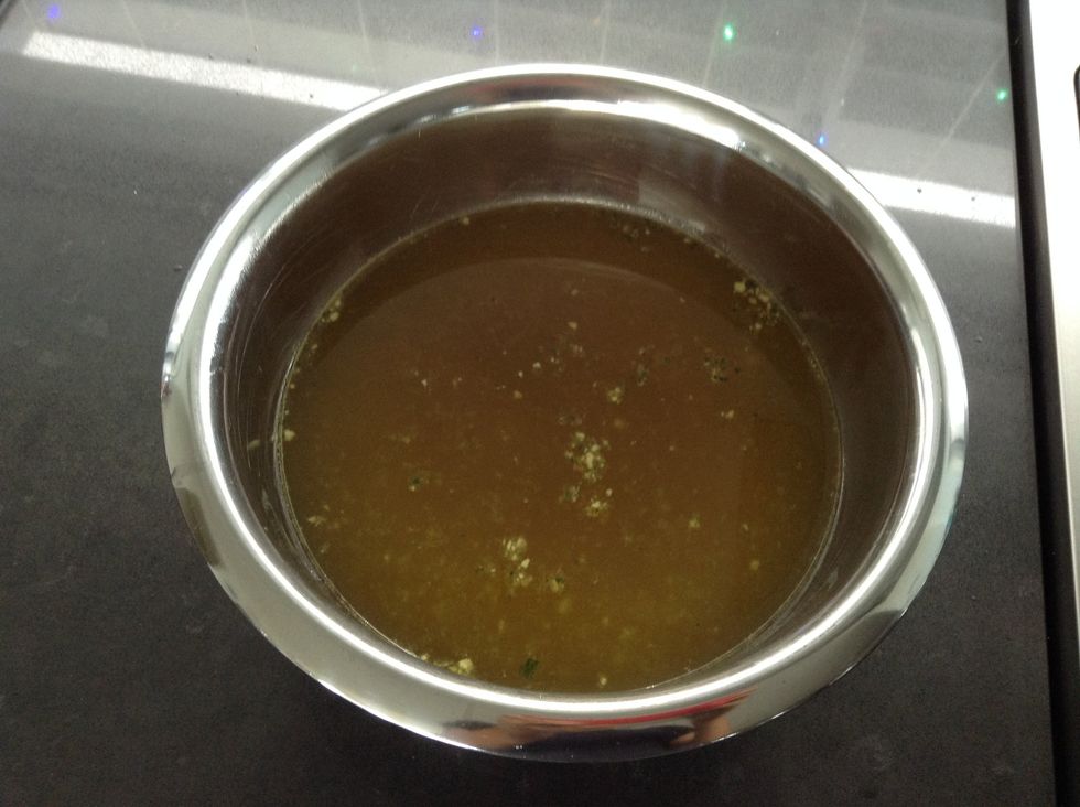 Bring the chicken stock to a boil and let it simmer.
