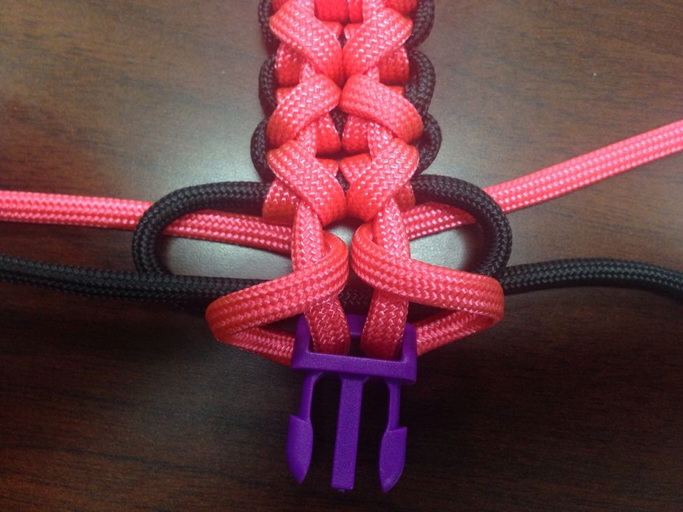 Bring the middle stands up and down through the middle.