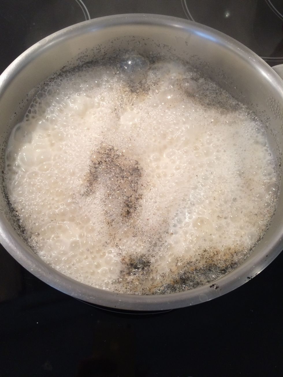 Bring the milk to a rolling boil