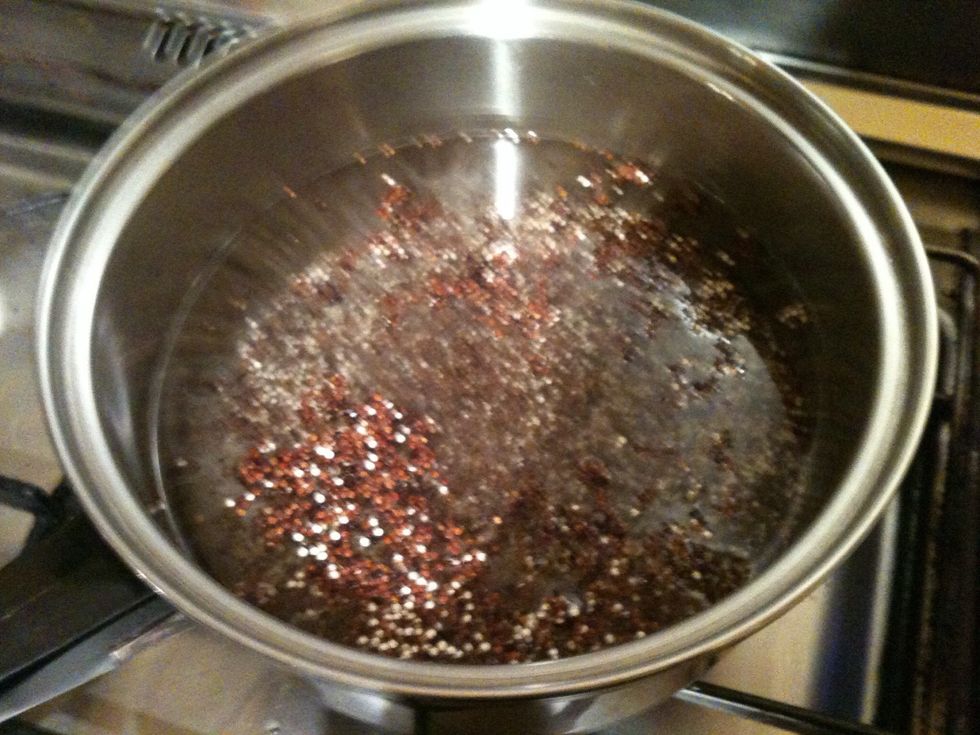 Bring the quinoa to boil and simmer for ten minutes