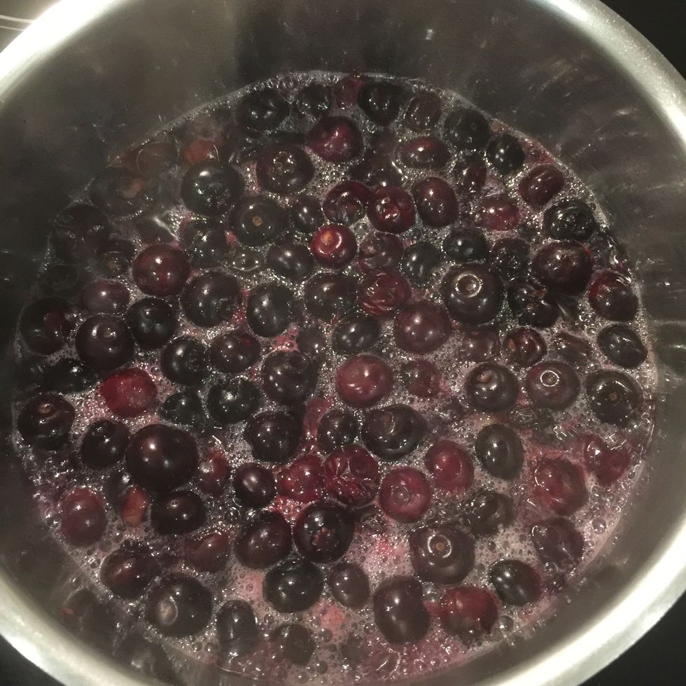 Bring to a boil and let simmer 30 mins or so until the fruits are falling apart.