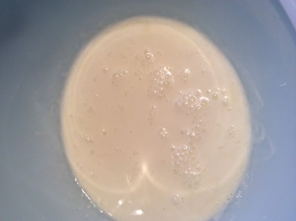 Bring to a boil the 1/3 cup heavy cream on the stove or in the microwave.