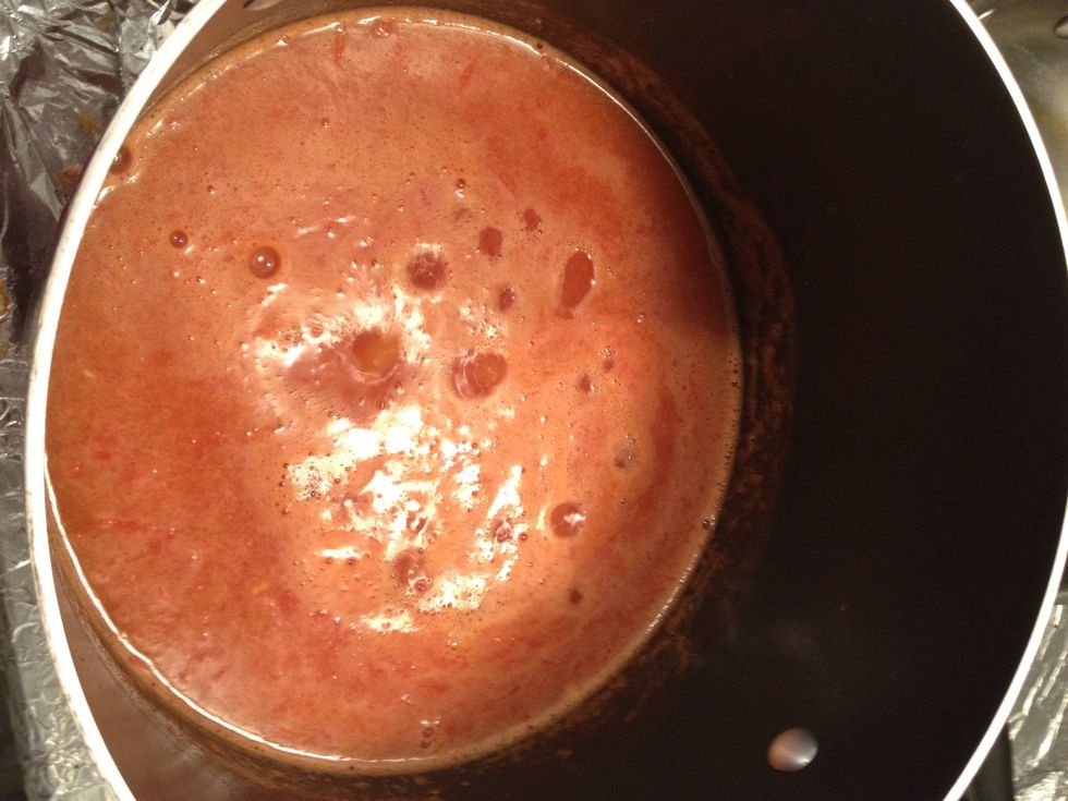 Bring to a boil then drop to a simmer, cover for about 30 mins, meanwhile...
