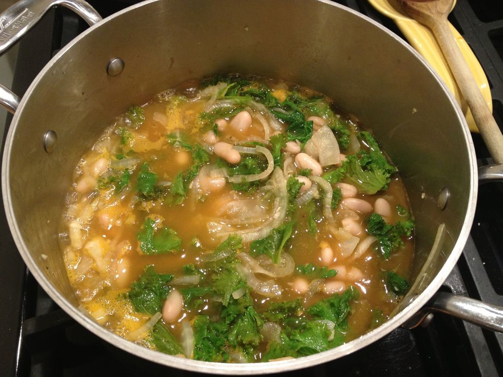 Bring to a boil. Then, reduce the heat to medium and simmer gently, for about 10 minutes, or until the soup slightly thickens.