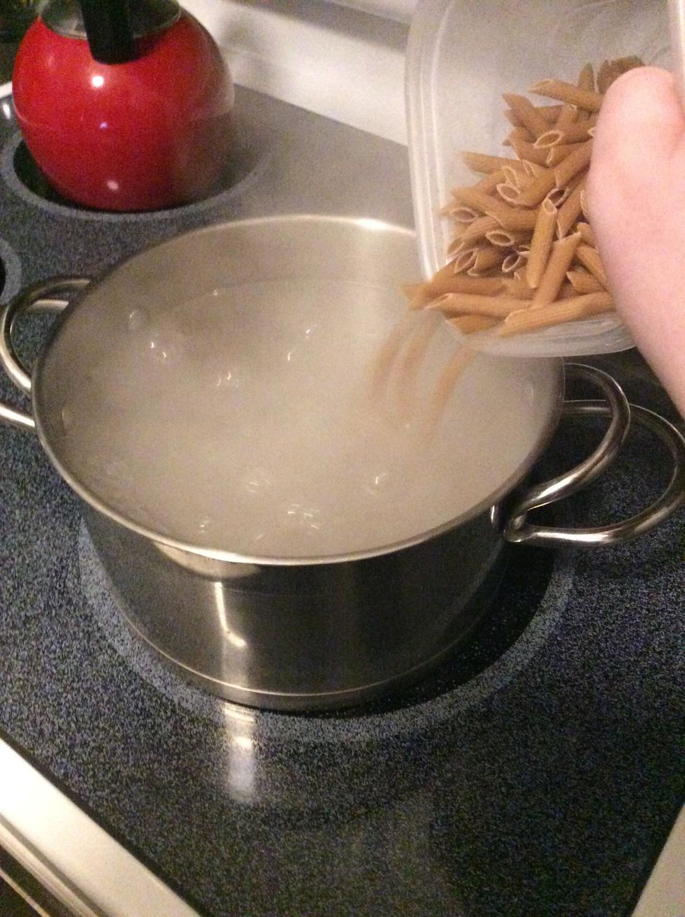 Bring water to a boil then add pasta stir frequently
