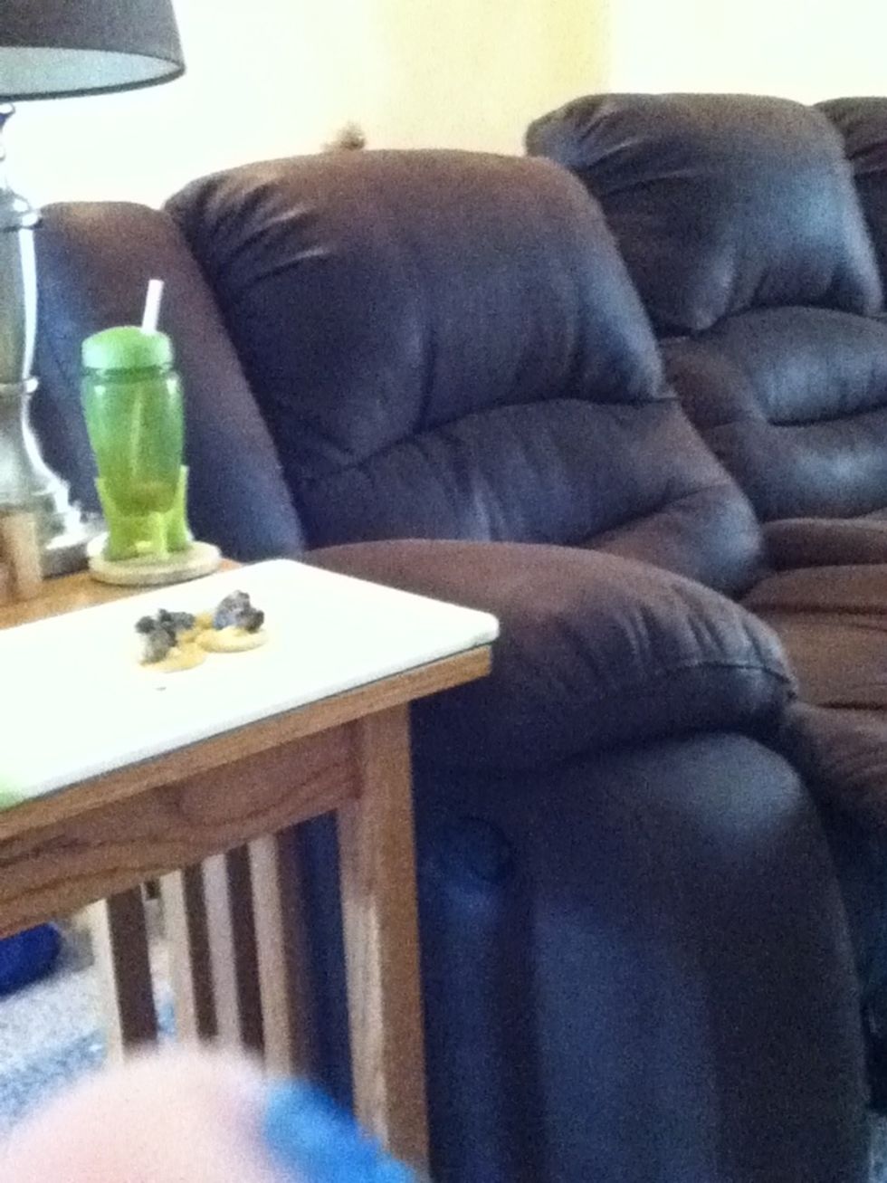 Bring your snack and drink over to your couch or bed put them in a place where they can be easily reached have a fan also if you have one. If you are on a couch put the feet out to lay down and relax.