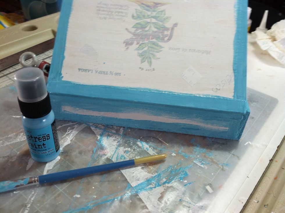 Broken China Distress Paint is only needed on the edges that might show because the box will be covered with paper.