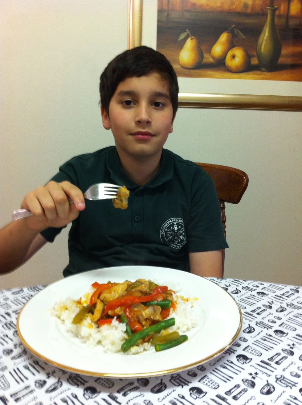 Brother enjoying my cooking (;