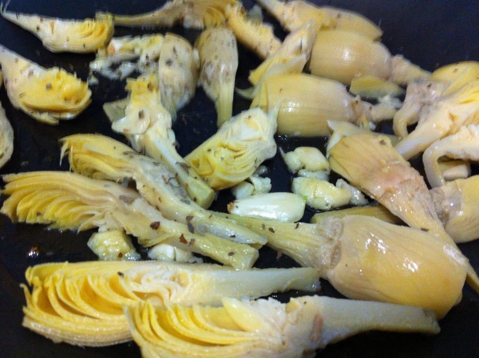 Brown artichokes with parsley (I used basil because I'm out of parsley, but it would be better with parsley)