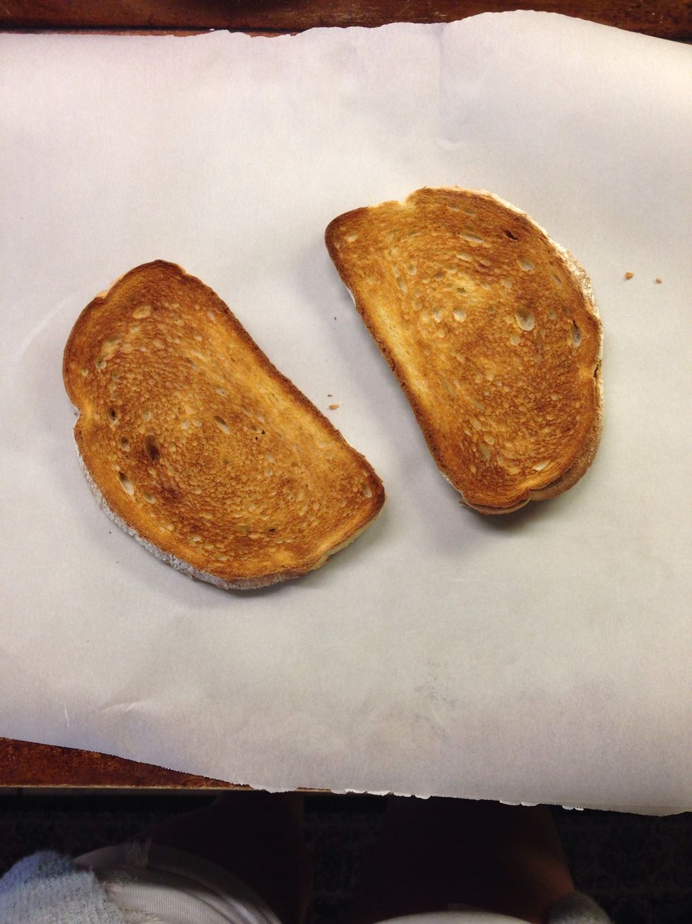 Brown bread in broiler high or low or use an oven set at 425