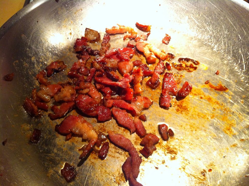 Brown Cowboy bacon over med/low till crispy and fat rendered. This bacon is Amazeballs