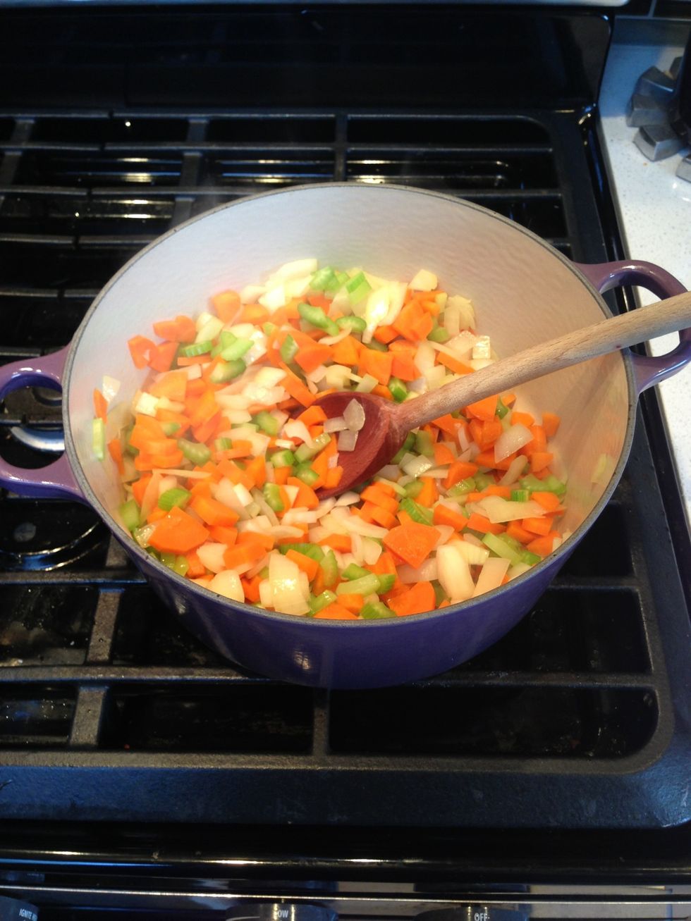 Brown in 1tbsp. olive oil carrots, celery and onion.