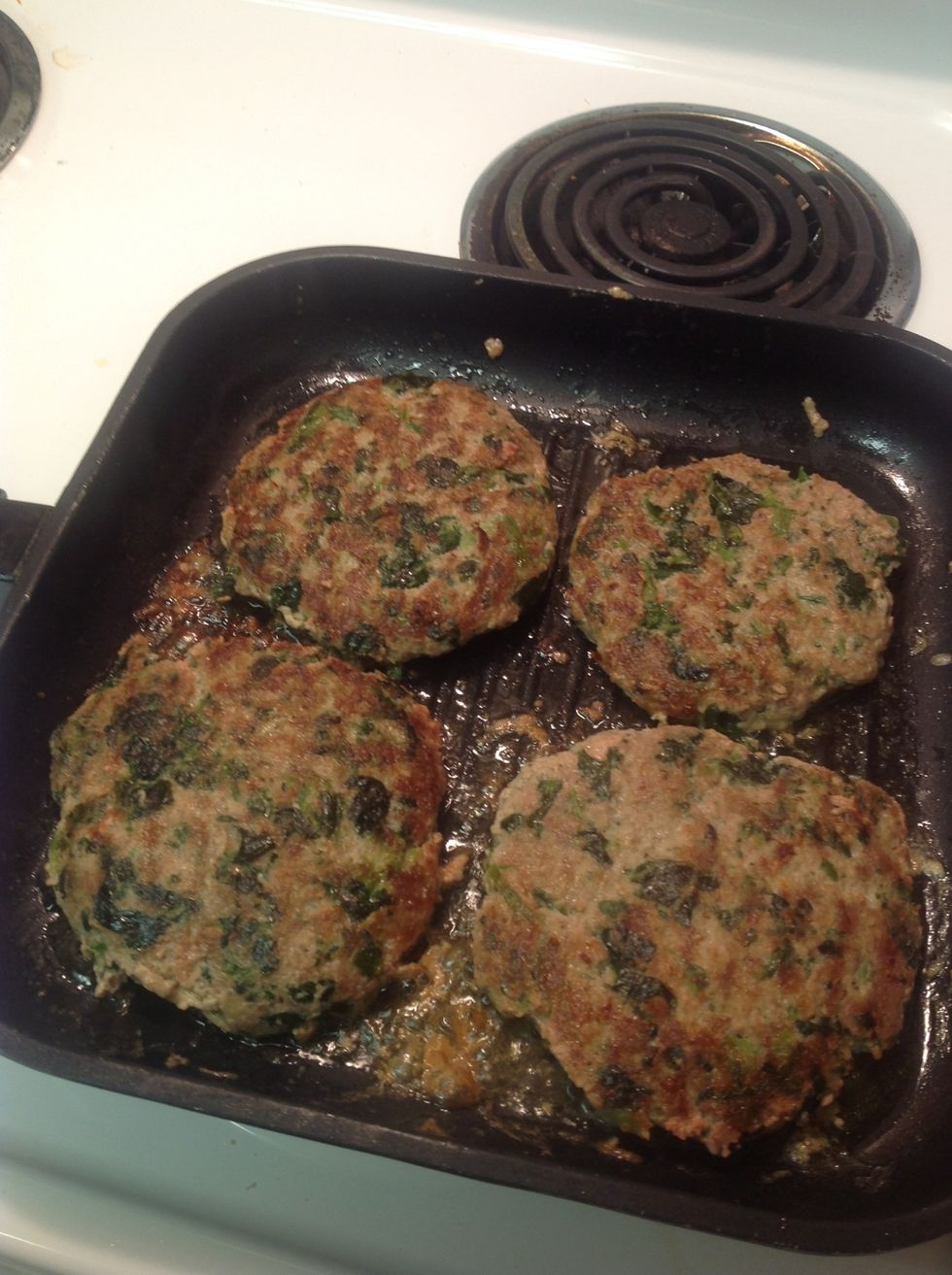 Brown patties on both sides. Make sure the juices run clear.