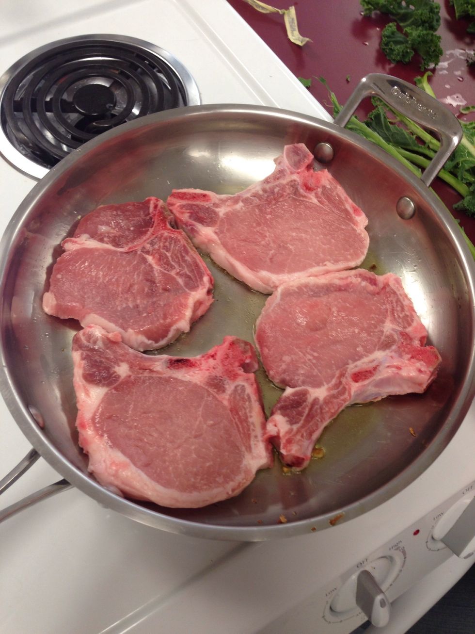 Brown the pork in the olive oil and garlic