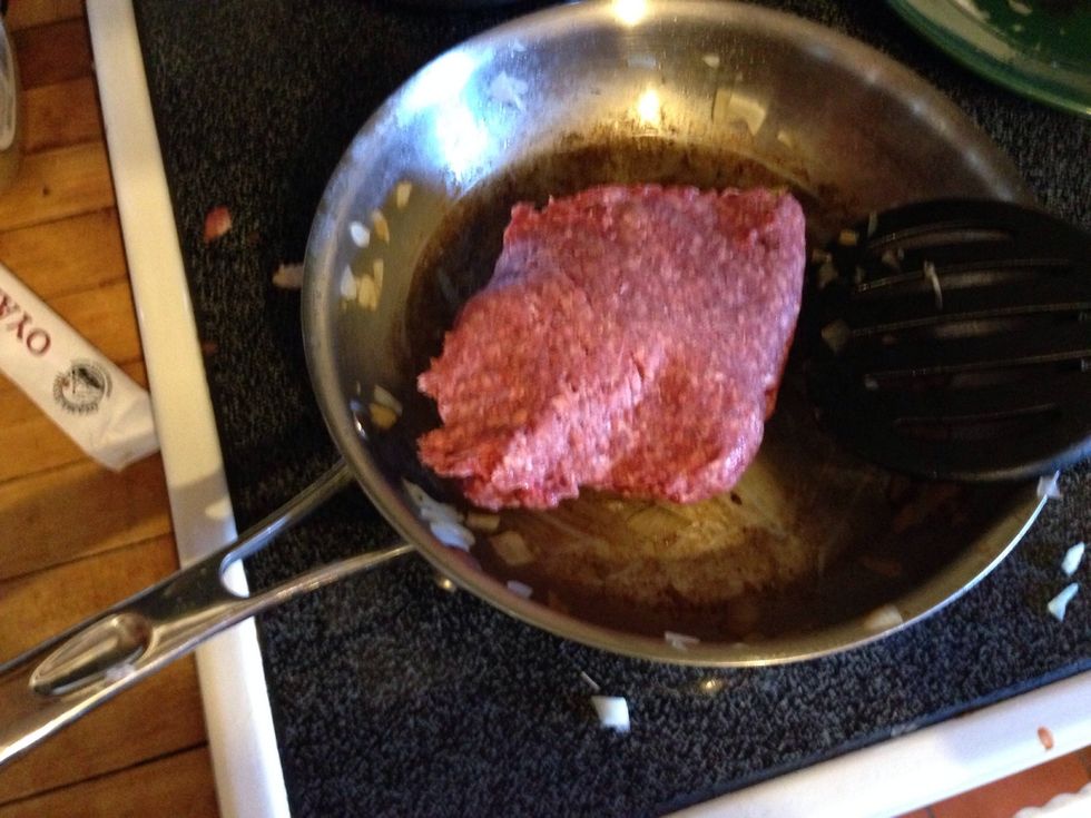 Brown your ground beef. If you like a thicker chili 2lbs of beef can be used.