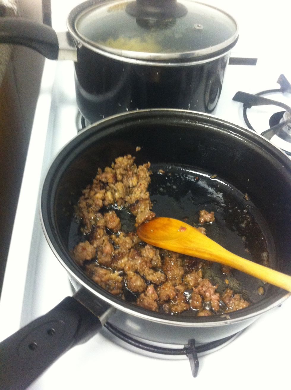 Brown your sausage, then set aside.